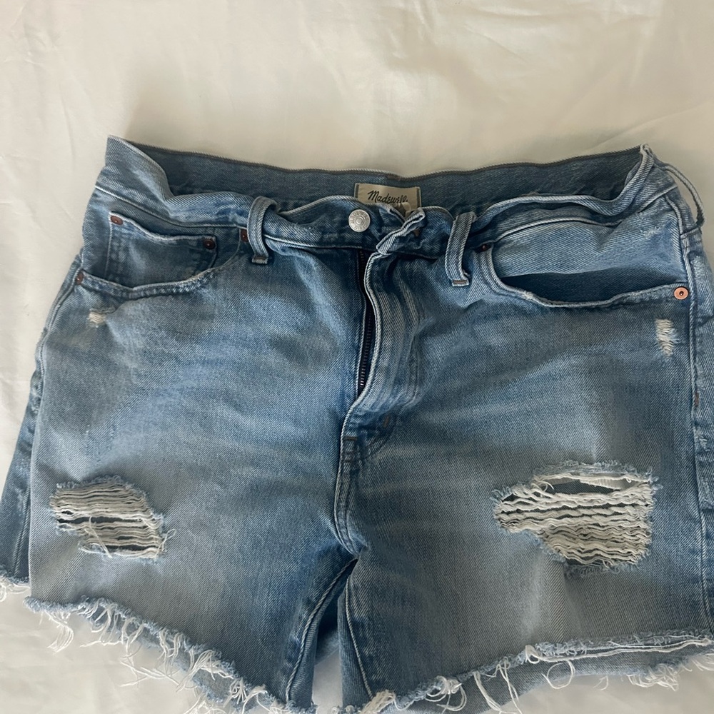 Madewell Blue Distressed Denim Shorts